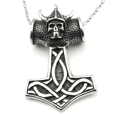 Viking Hammer Skull Necklace For Men