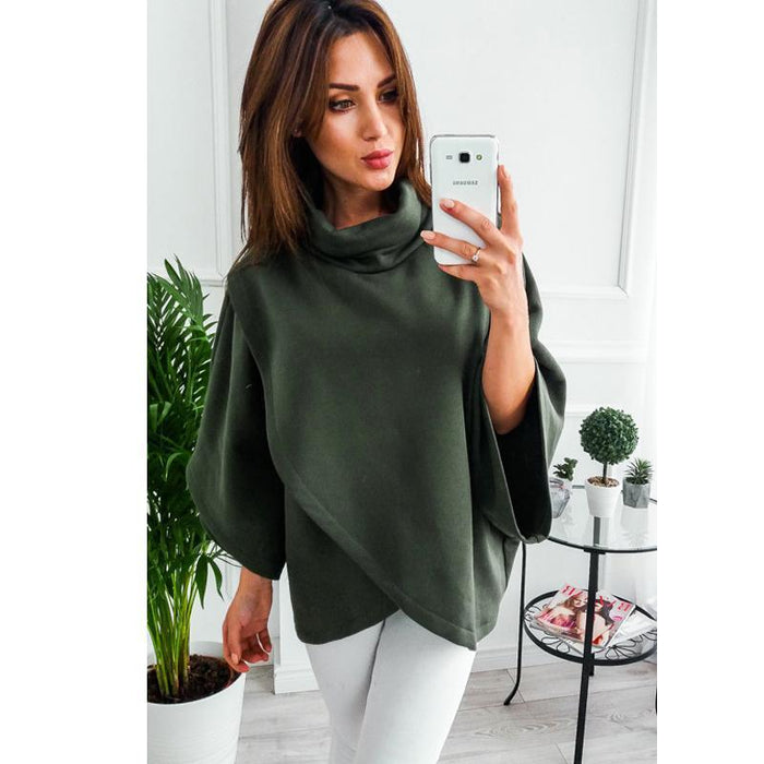 Lossky Winter Asymmetrical Warm Turtleneck Oversized Hoodies Sweatshirt Women Casual Loose-Hoodies & Sweatshirts-Dream Hee-Black-S-EpicWorldStore.com