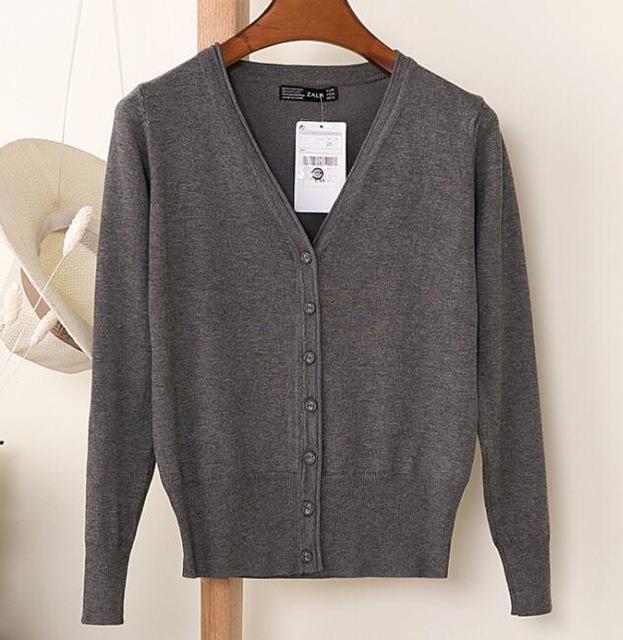 Spring Cardigan Women Korean V Neck Knitted Cardigan Feminino Ladies Long Sleeve Loose Buttons-Sweaters-Best-Buy Mall-dark grey-S-EpicWorldStore.com