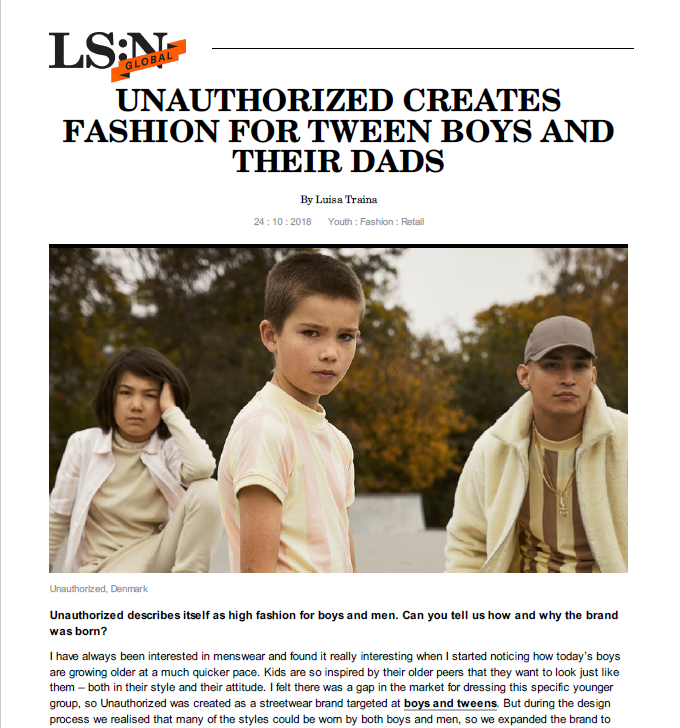 UNAUTHORIZED CREATES FASHION FOR TWEEN BOYS AND THEIR DADS