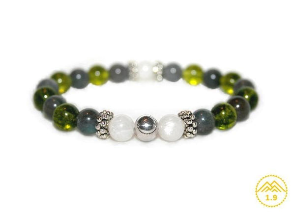 <strong>BRACELET FEMME PIERRE DE LUNE PERIDOT LABRADORITE ''ILARGI BERDEAK''</strong>