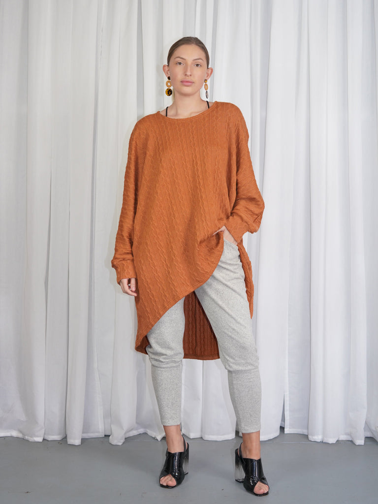 Cable Knit Jumper - Rust