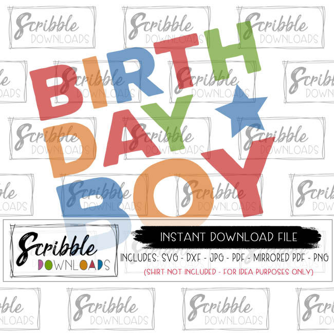 Download Colorful Birthday Boy SVG - scribble downloads