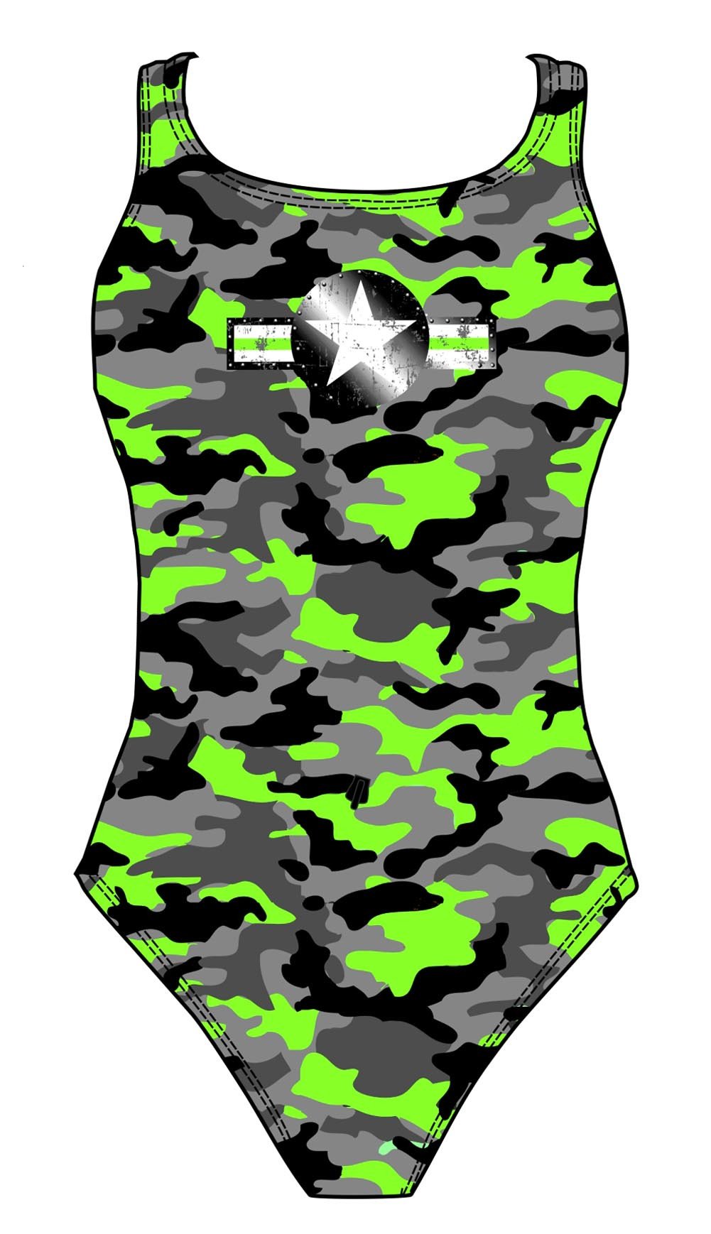 Female fastback swimsuit - Neon Camouflage – DG Apparel (Active)