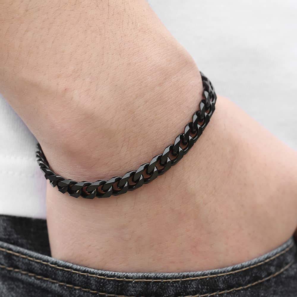 Black Stainless Steel Cuban Link Chain Men's Bracelets – LABONNI