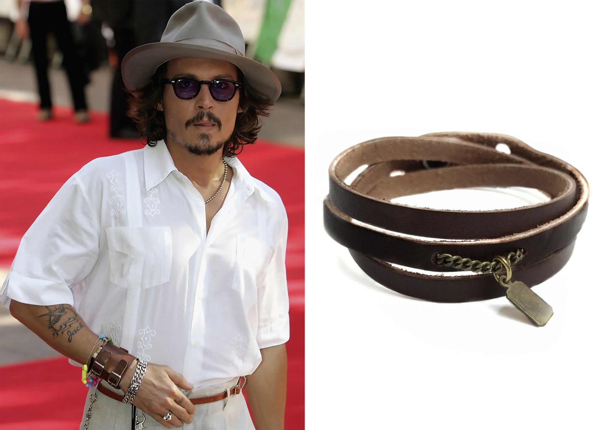 Leather Bracelet worn by Johnny Depp