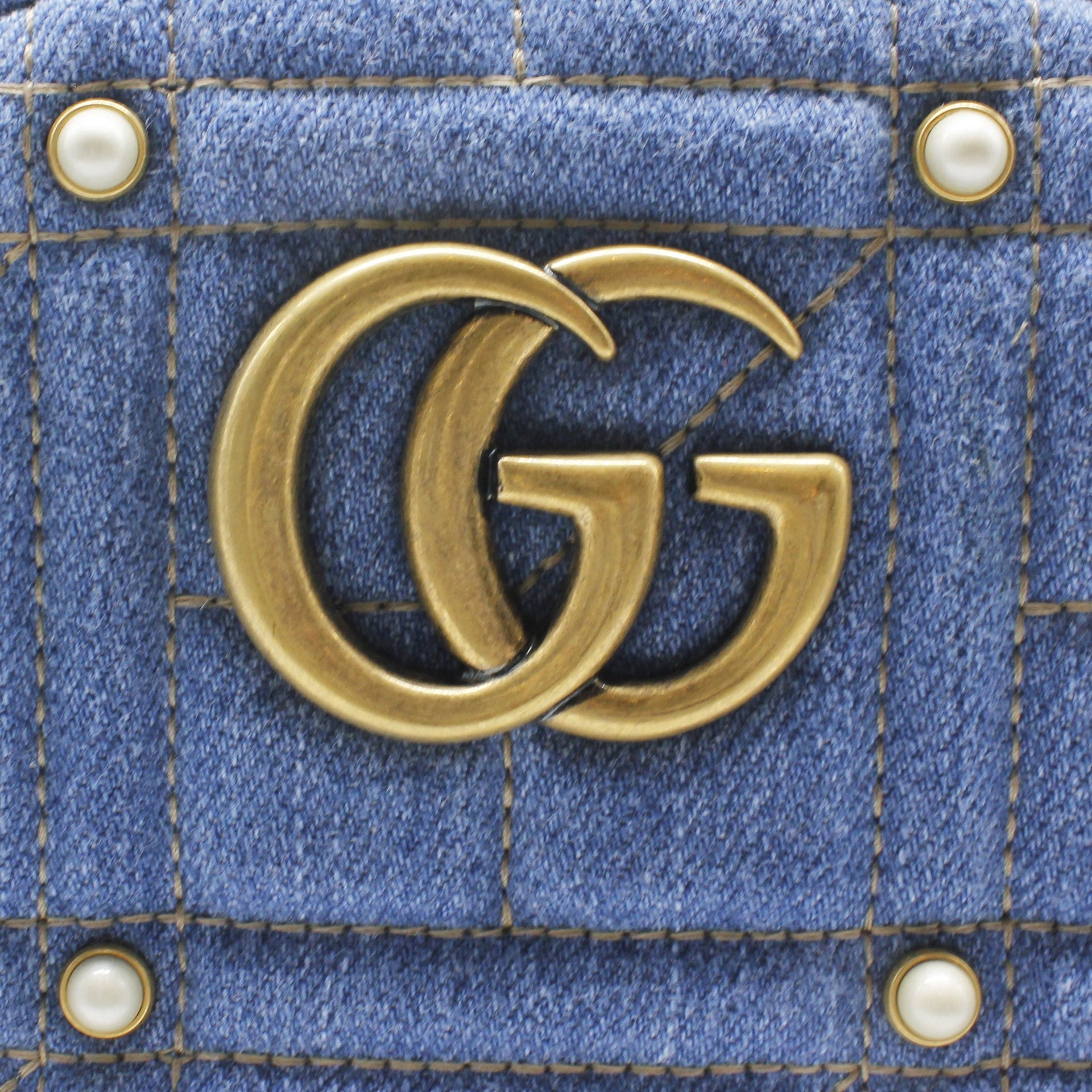 Gucci Denim Matelasse Pearl Studded Marmont Backpack Blue – STYLISHTOP