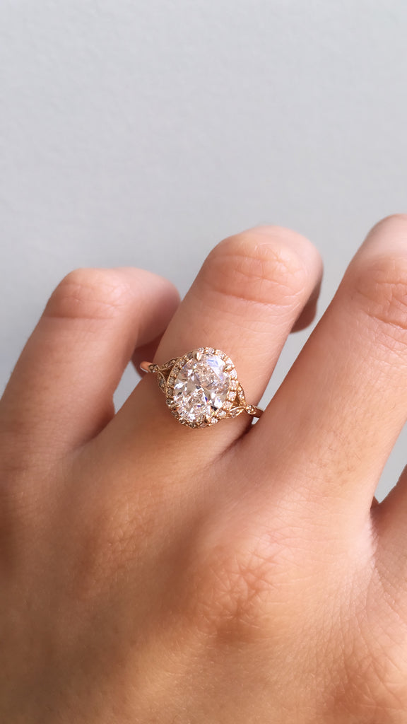 Rachael: Oval Diamond Rose Gold Engagement Ring | Ken & Dana Design