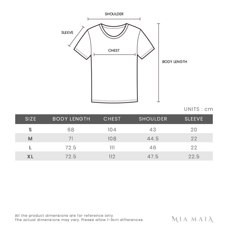 Champion Script Logo Print T-shirt | Size Chart | Mia-Maia.com