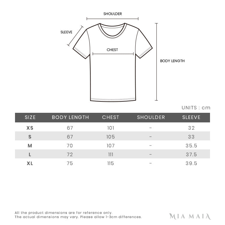 Champion C Logo Patch Cropped T-Shirt | Size Chart | Mia-Maia.com