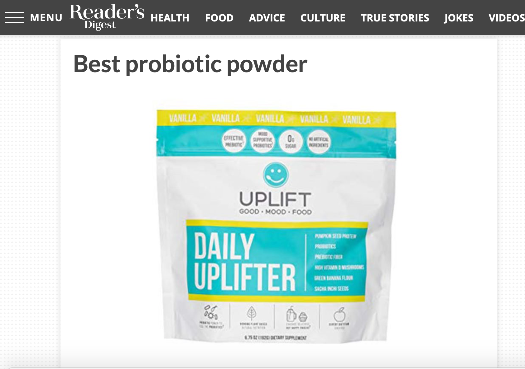 uplift food daily uplifter best probiotic powder to buy on amazon readers digest