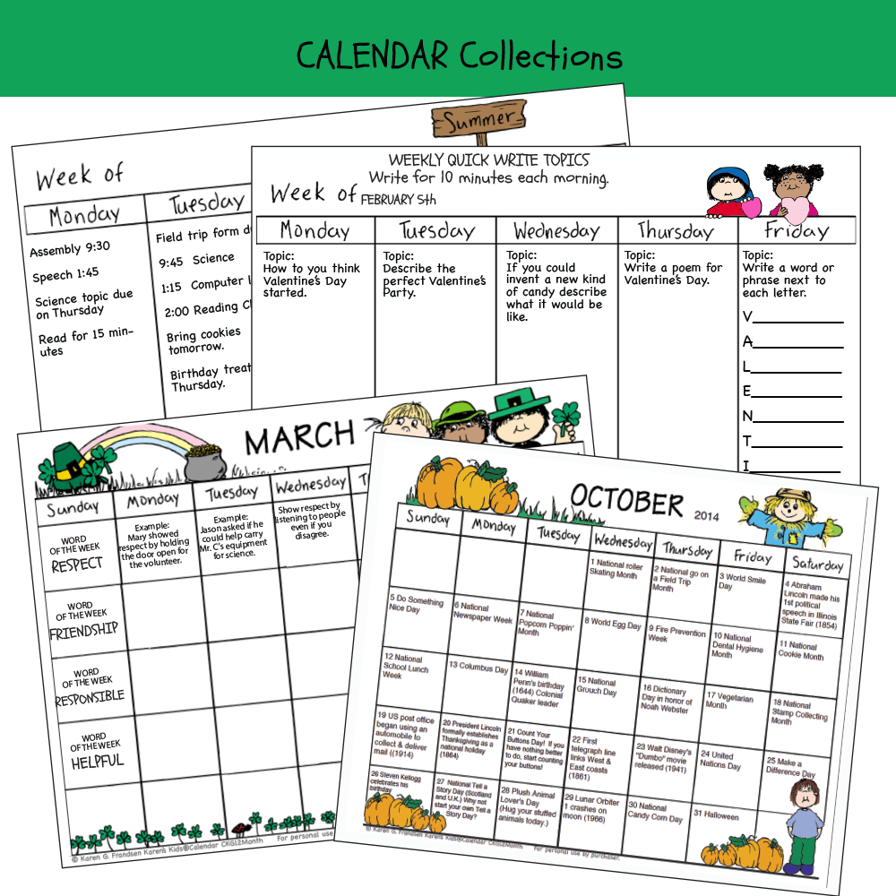 calendar annual monthly weekly set editable printables