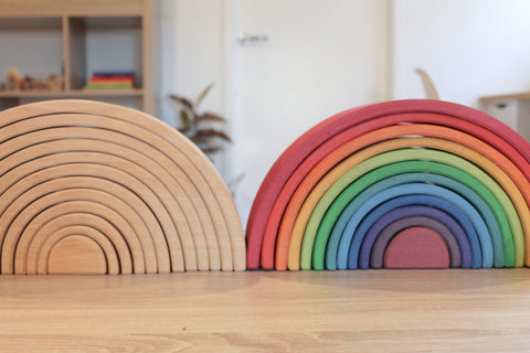 Large Grimm's Rainbow and Natural Rainbow Little Toy Tribe