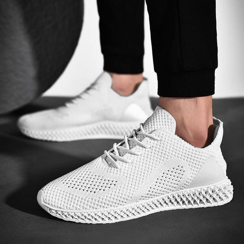 millennial with white lace up sneaker