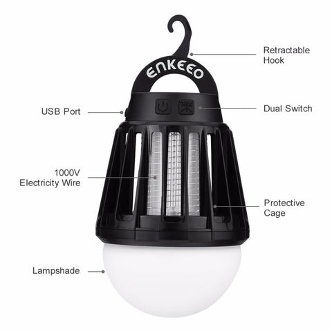2-in-1 Mosquito Killer Camping Lantern - Waterproof Mosquito Repellent Light Bulb