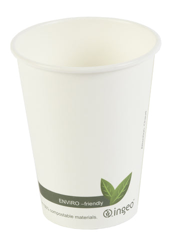 Compostable White Single Wall Coffee Cups