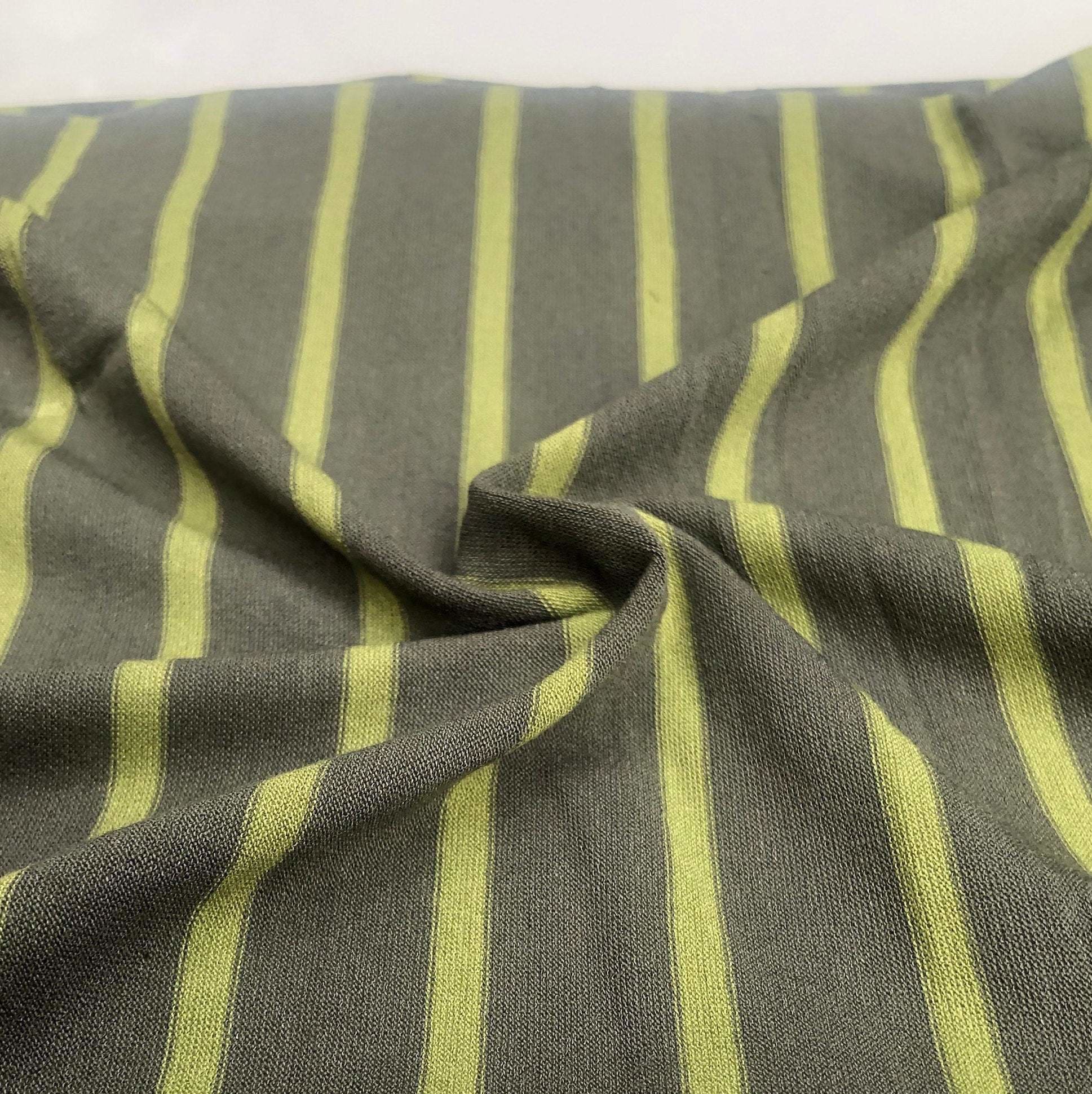 Schat Deskundige Verstelbaar 66" Green Striped Bamboo Spandex Lycra Stretch Yarn Dyed Knit Fabric By the  Yard | APC Fabrics
