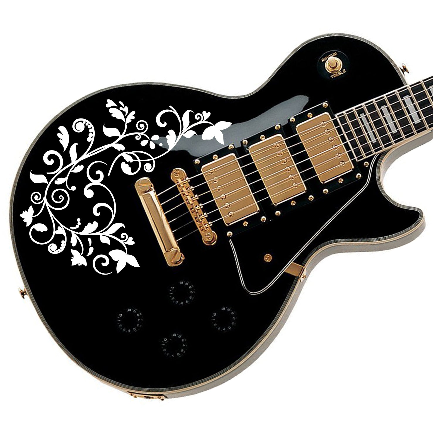 The Floral Swirl Guitar Vinyl Matte Decal Sticker. – DesignDivil