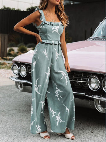 Floral Print Wide-Leg Jumpsuit