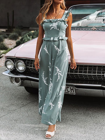 Floral Print Wide-Leg Jumpsuit