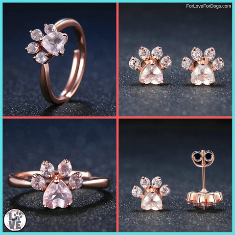 FLFD - Dog Paw Rose Gold Resizable Rings forlovefordogs for love for dogs jewelry ring