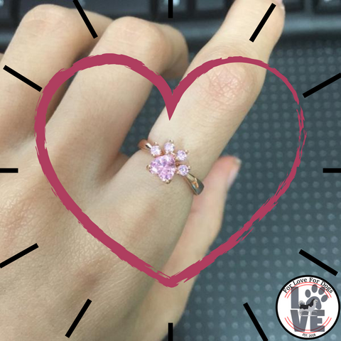 FLFD - Dog Paw Rose Gold Resizable Rings forlovefordogs for love for dogs jewelry ring