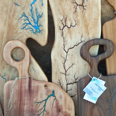 picture of wood charcuterie boards fractal burned epoxy filled