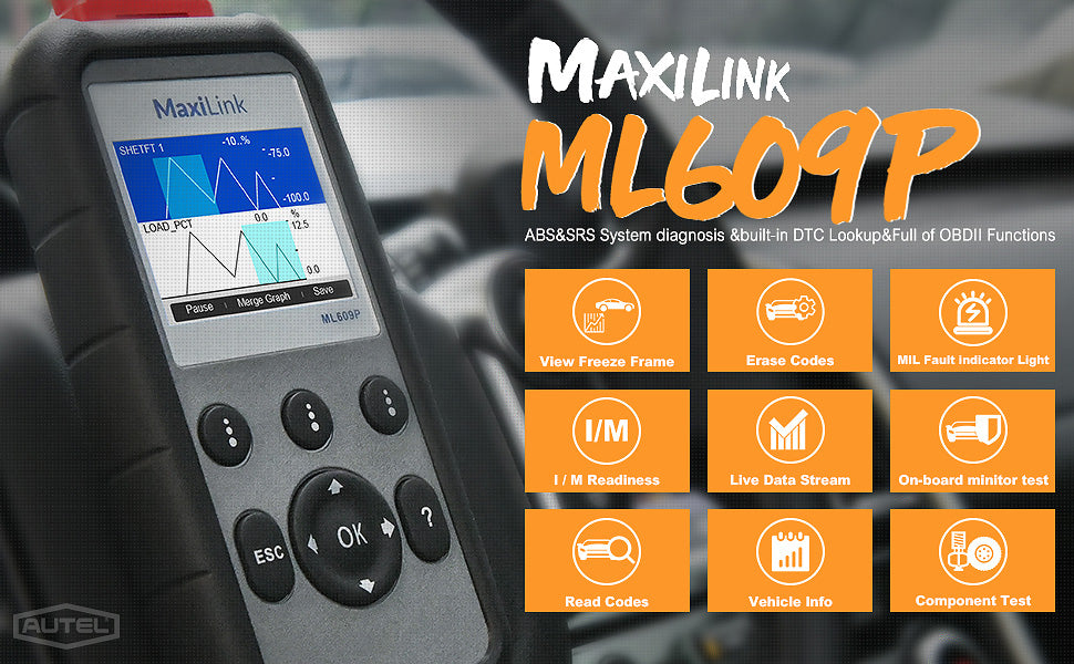 autel MaxiLink ML609p OBD II Code Reader for ABS SRS Diagnostic