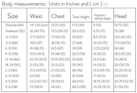lottie and lysh clothing size guide