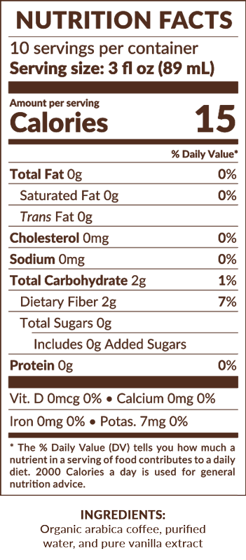 Vanilla Cold Brew Concentrate Nutrition Facts