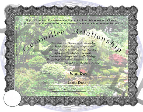 Committed Relationship Certificate