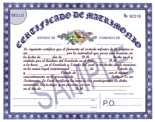 Fake Spanish Marriage Certificate
