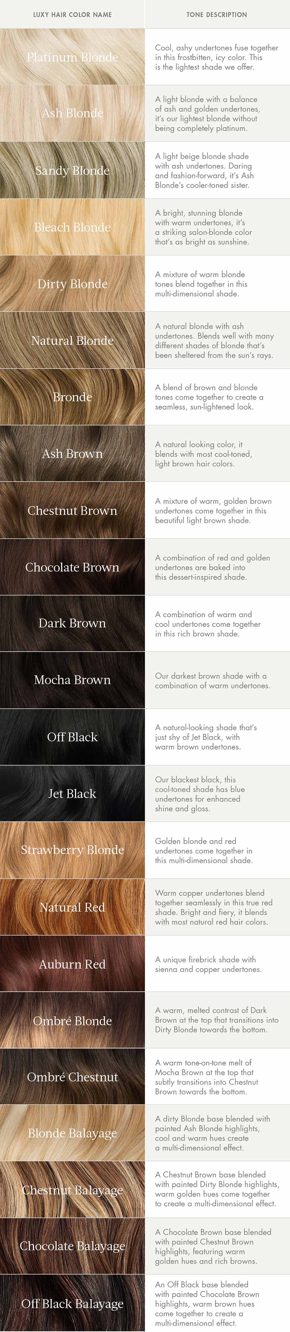 Hair Base Color Chart