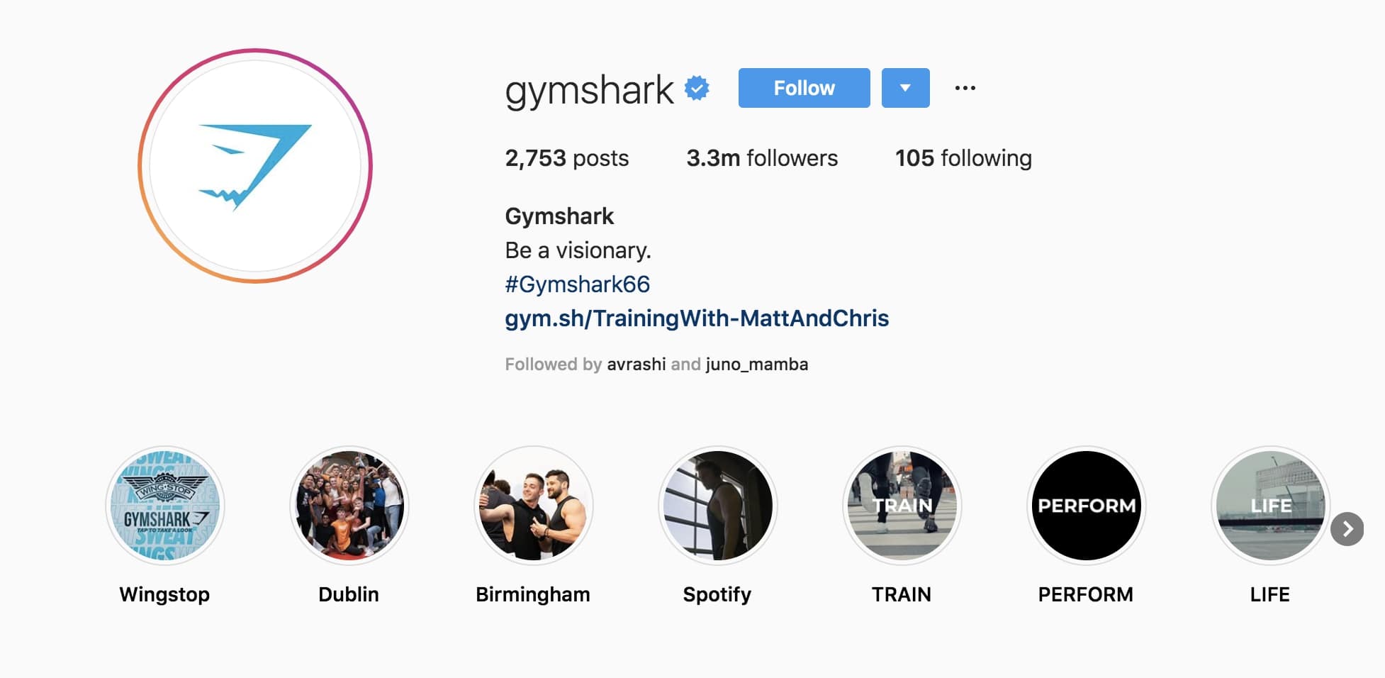 gym shark instagram example