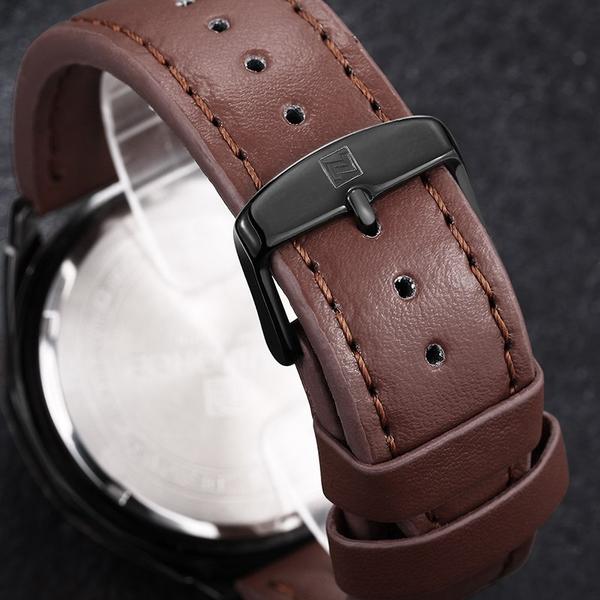 Advance Men's Military Brown or Black Leather Watch
