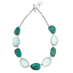 STERLING SILVER LUMINITE & CAMPO FRIO TURQUOISE NECKLACE