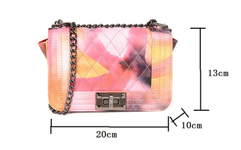  Pastel Pink/Yellow Chain PU Cross Body Bag 