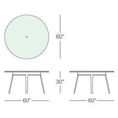 Senna 60" Round Dining Table with Tempered Glass Top