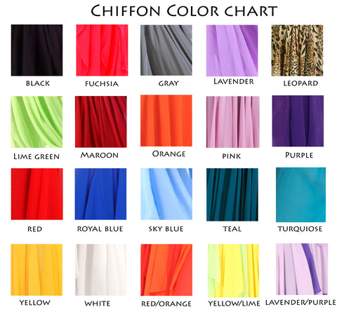 Miss Belly Dance Costumes - Chiffon Color Chart