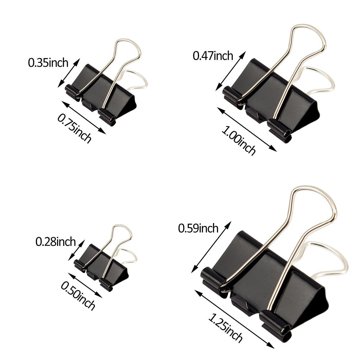 Anphsin 144Pcs Binder Clips Assorted Sizes – Black Paper Clamp School ...