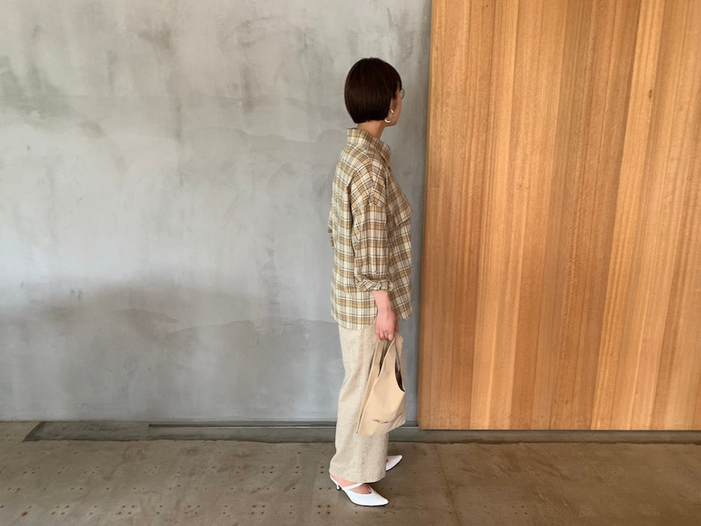 シルクネップヘリンボーンハイウエストパンツ