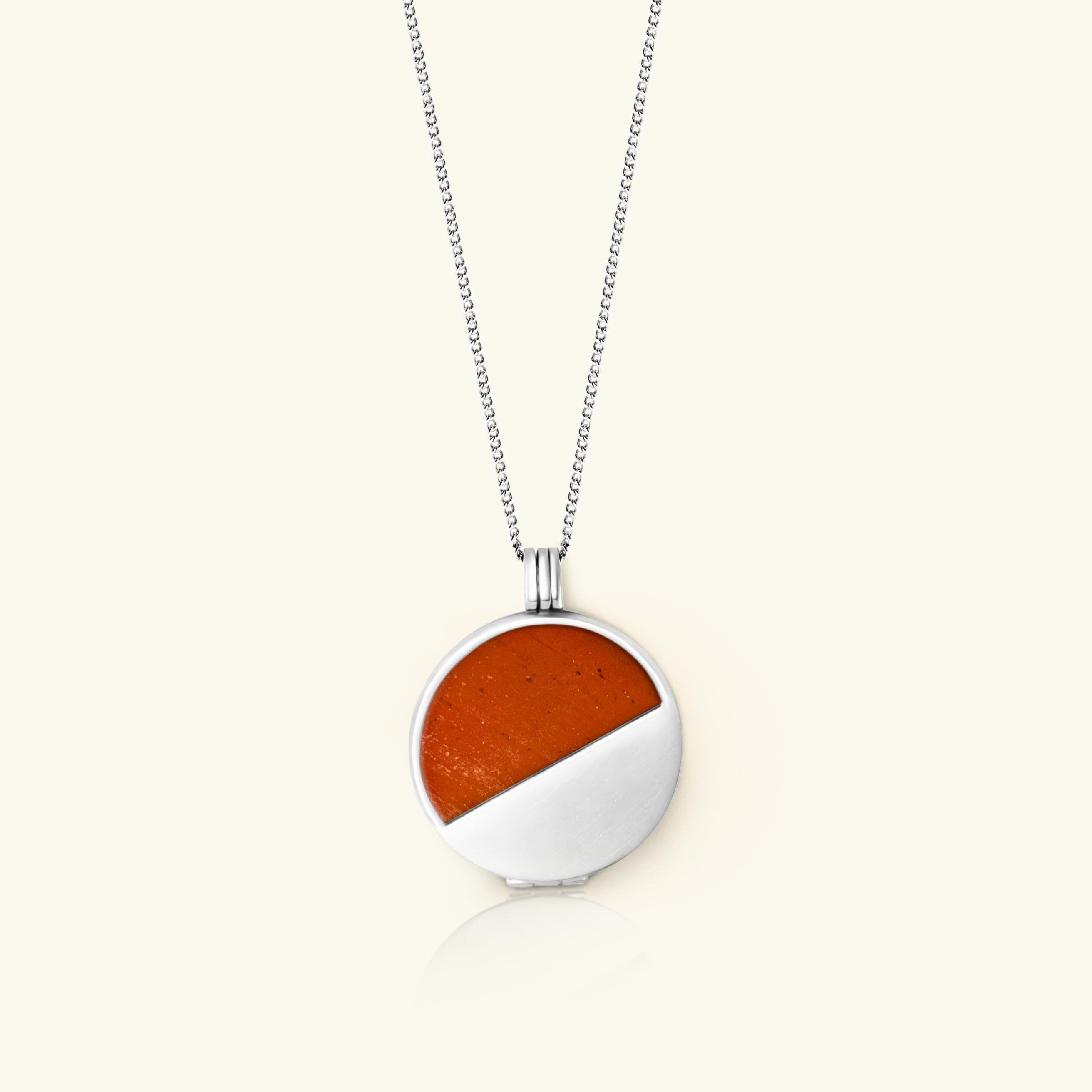 red jasper gemstone locket sterling silver