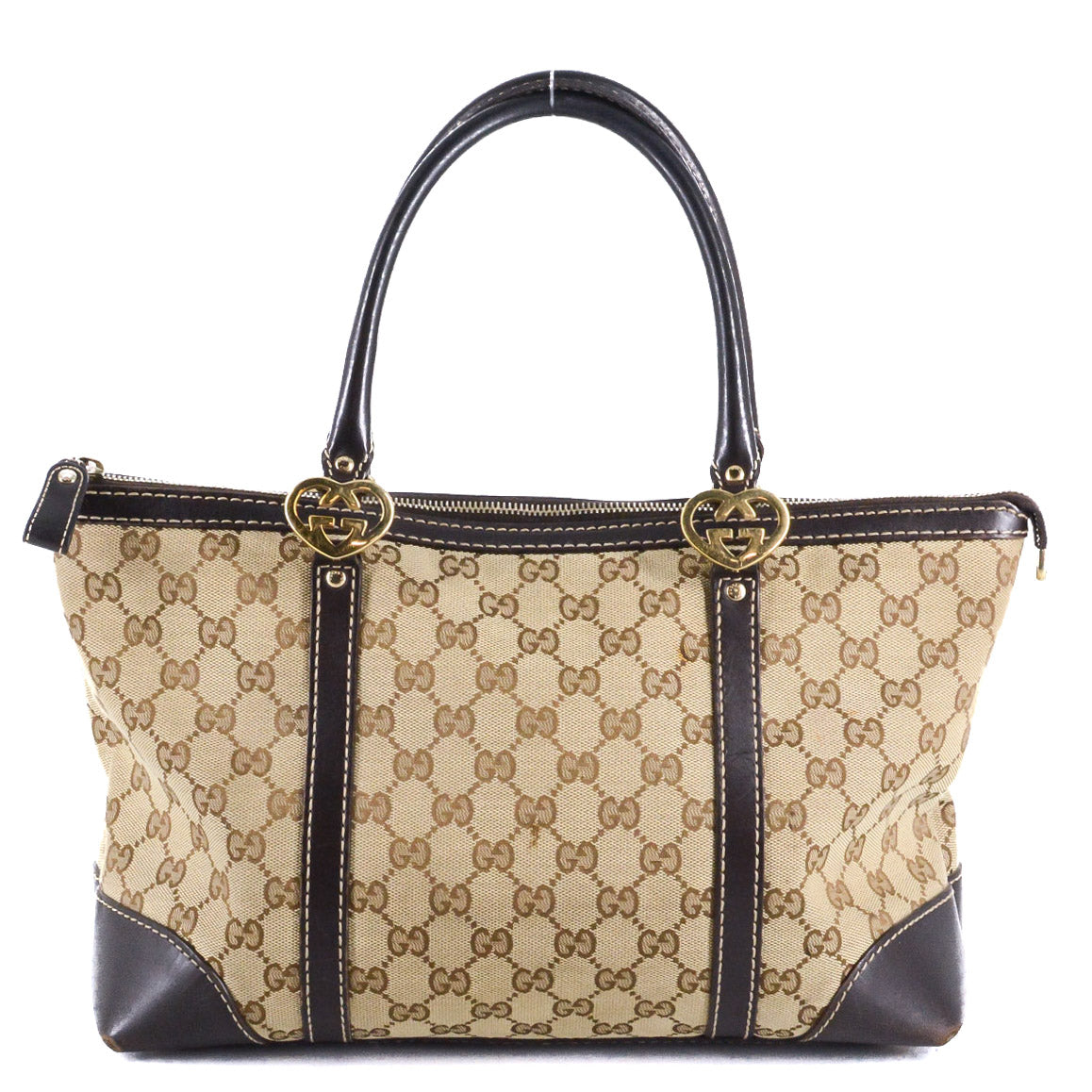 GUCCI Lovely Heart-shaped Interlocking G Small Guccissima Canvas Tote ...