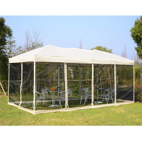 10'x20'ft Easy Folding Pop Up Canopy Tent with Mesh ...