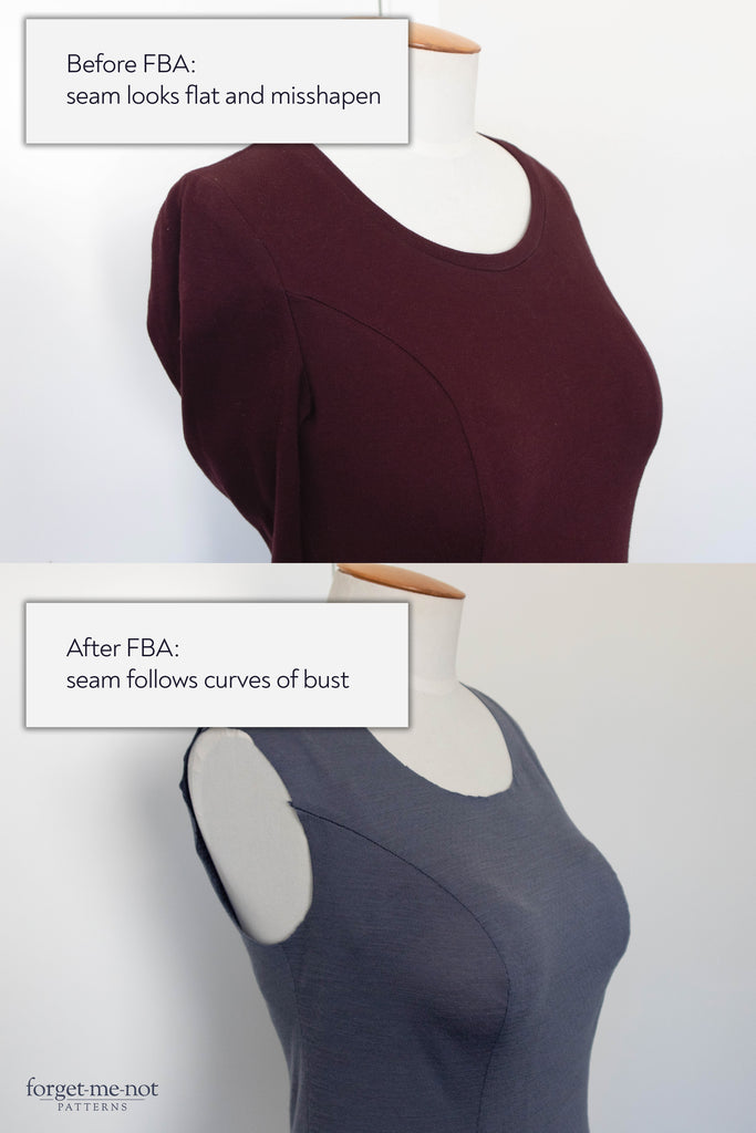 Before and after Full Bust Adjustment