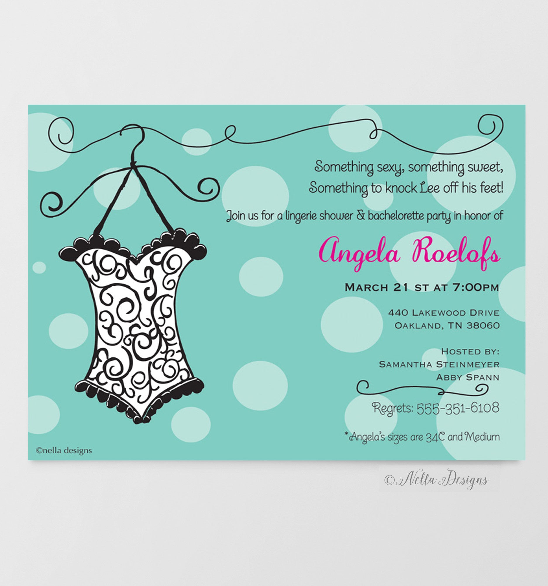 custom cards for lingerie shower, bridal showers and 