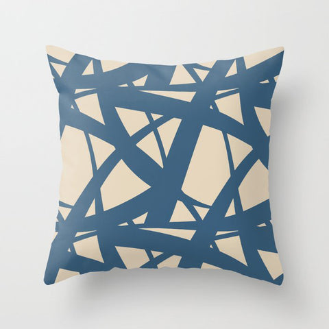 Beige & Dark Blue Abstract Mosaic Pattern 3 Pairs To 2020 Color of the Year Chinese Porcelain Throw Pillow