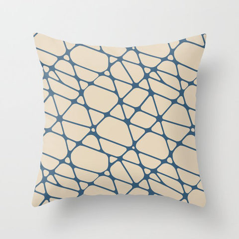Blue & Beige Abstract Mosaic Pattern 2 Pairs To 2020 Color of the Year Chinese Porcelain PPG1160-6 Throw Pillow