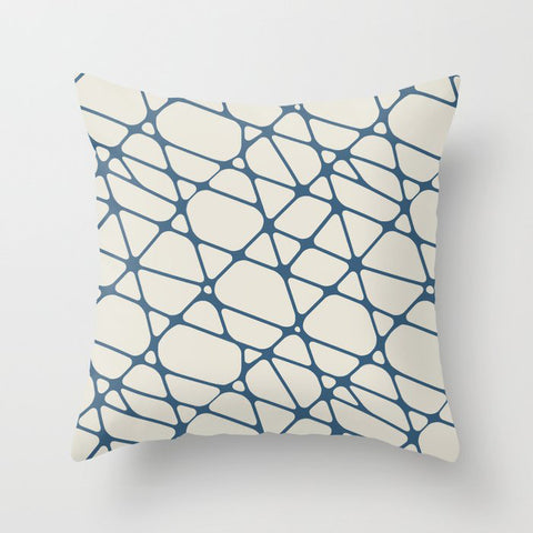 Blue & Linen White Abstract Mosaic Pattern 2 Pairs To 2020 Color of the Year Chinese Porcelain Throw Pillow