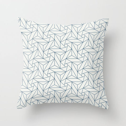 Blue & Off White Abstract Triangle Geometric Mosaic Pattern Pairs To 2020 Color of the Year Throw Pillow